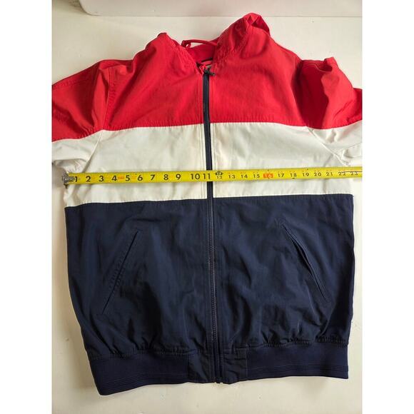 H&M Label Of Graded Goods Men's Red White Blue Windbreaker Hooded Jacket Size XL - Picture 3 of 8